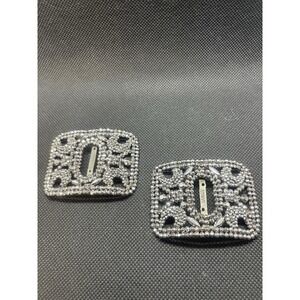 Antique Victorian French Cut Steel Belt Buckle Set Pair Of 2